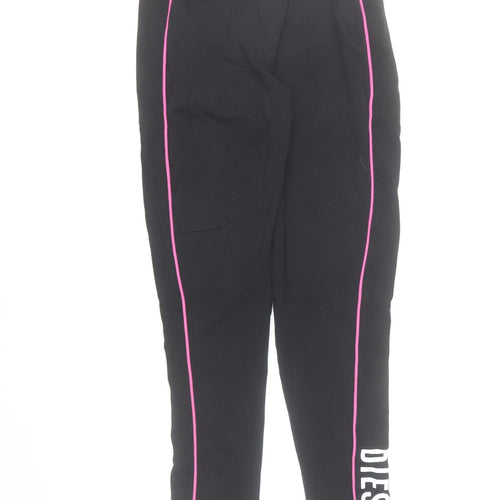 Diesel Womens Black XS Leggings with Pink Side Stripe