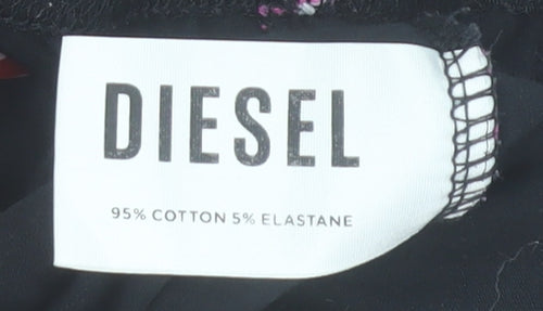 Diesel Womens Black XS Leggings with Pink Side Stripe