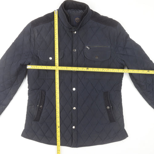 Izac Men's Navy Quilted Bomber Jacket L Polyester Casual Style