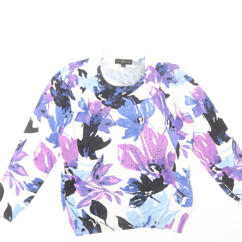 Mudflower Womens Multicoloured Floral Knit Pullover Jumper S