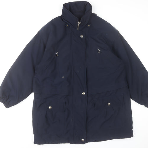 Marks and Spencer Women’s Blue Long Parka Coat Size 10 Lined Polyester