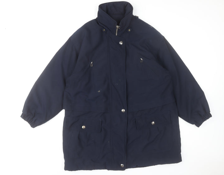 Marks and Spencer Women’s Blue Long Parka Coat Size 10 Lined Polyester