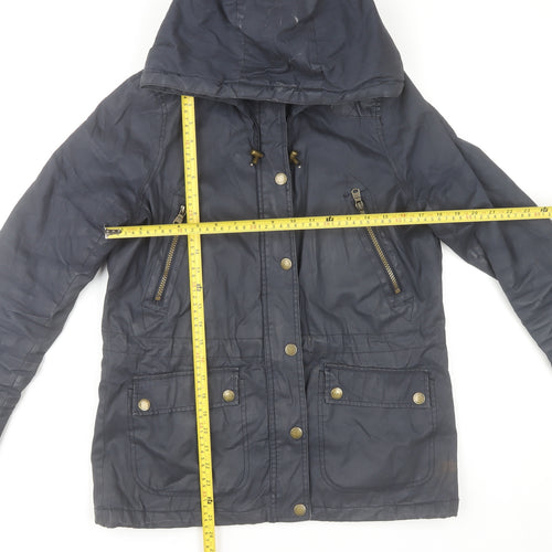 H&M L.O.G.G Women’s Blue Cotton Hooded Parka Jacket Size 8