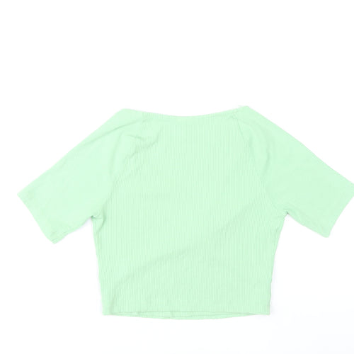 & Other Stories Women's Green Wrap V-Neck Short Sleeve Blouse Size S