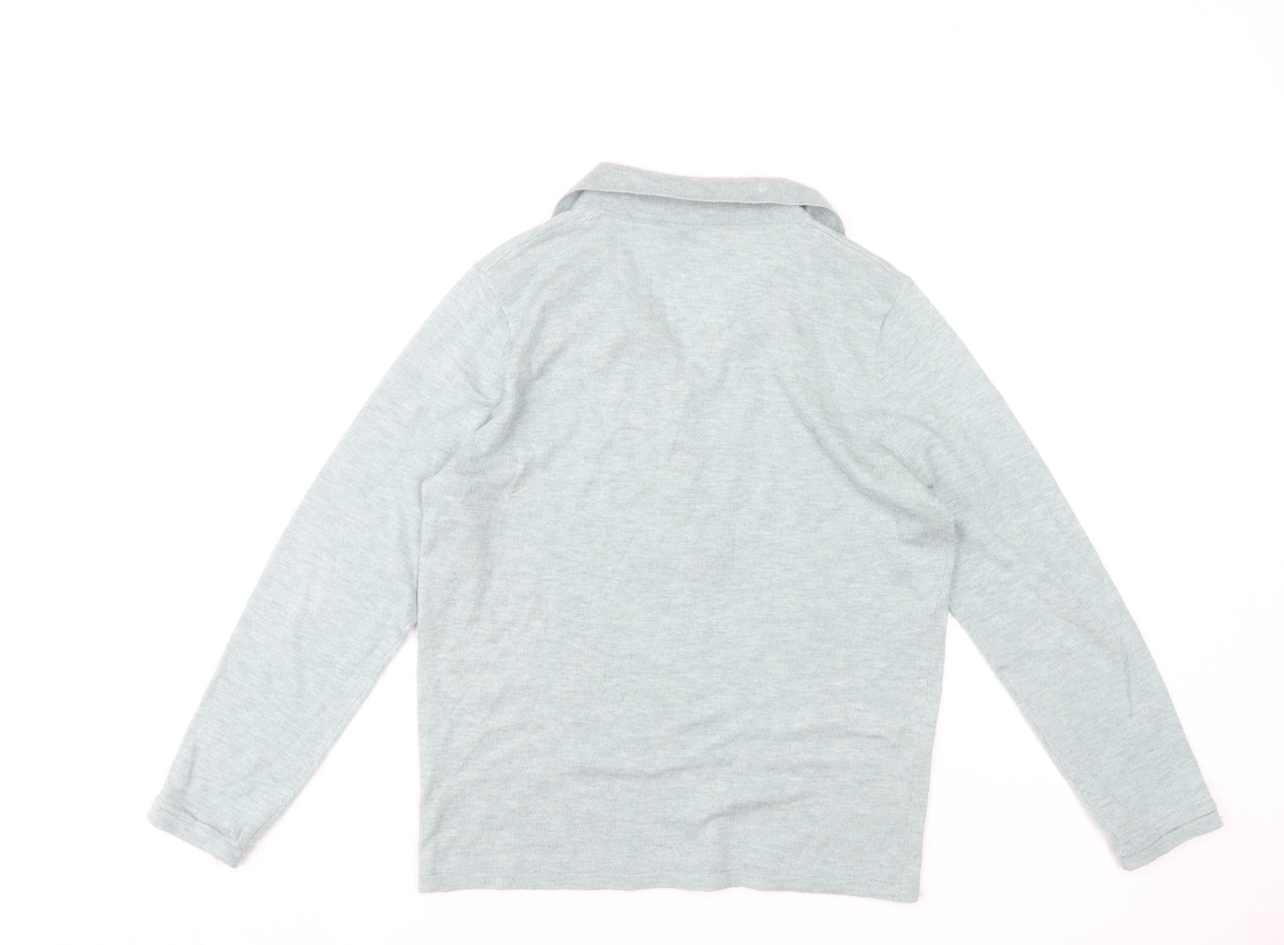 Tea Lane Women's Grey Collared Henley Knit Jumper Size S