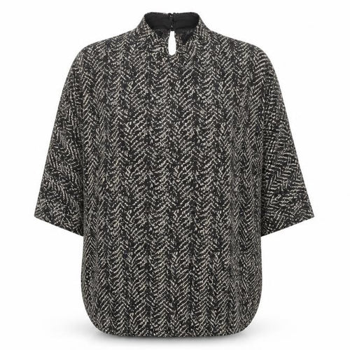Quiz Women’s Black Geometric Knit Tunic Blouse Size 12