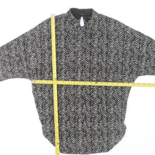 Quiz Women’s Black Geometric Knit Tunic Blouse Size 12