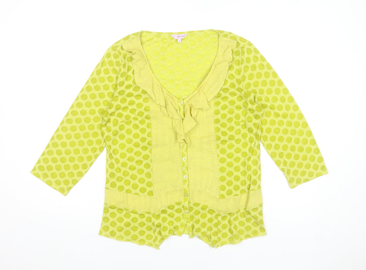 Marks and Spencer Per Una Green Polka Dot Ruffle Blouse Women’s Size 12