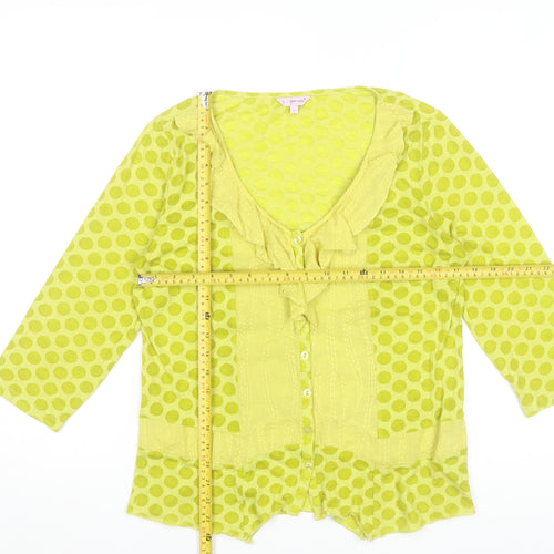 Marks and Spencer Per Una Green Polka Dot Ruffle Blouse Women’s Size 12