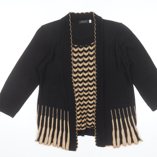 Forever by Michael Gold Women's Black Tunic Knit Top Size S 3/4 Sleeve