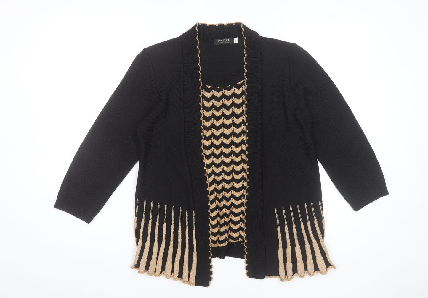Forever by Michael Gold Women's Black Tunic Knit Top Size S 3/4 Sleeve