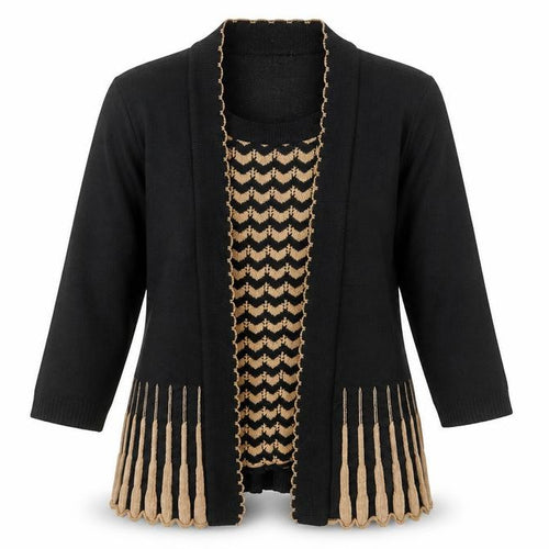 Forever by Michael Gold Women's Black Tunic Knit Top Size S 3/4 Sleeve