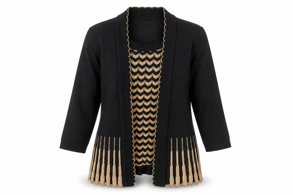 Forever by Michael Gold Women's Black Tunic Knit Top Size S 3/4 Sleeve