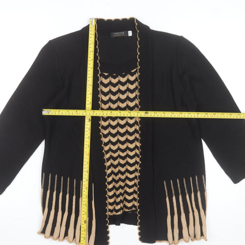 Forever by Michael Gold Women's Black Tunic Knit Top Size S 3/4 Sleeve