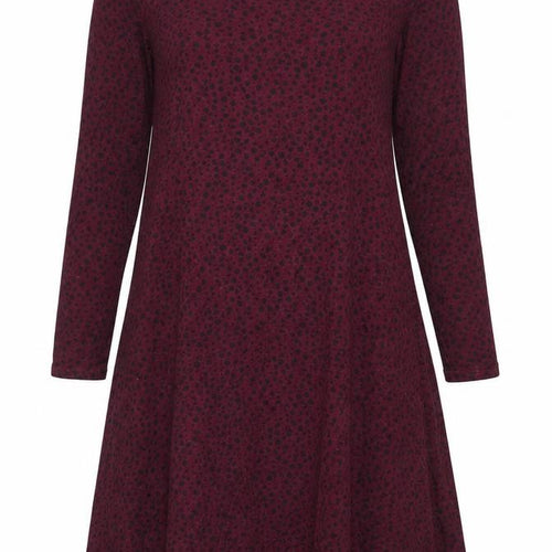 Lakeland Women Red Animal Print Long Sleeve Jersey A-Line Dress Size 14