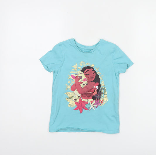 George Disney Princess Moana Blue Girls T-Shirt 4-5 Years Short Sleeve