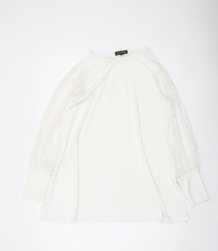 QED London Women White Lace Sleeve Pullover Jumper M