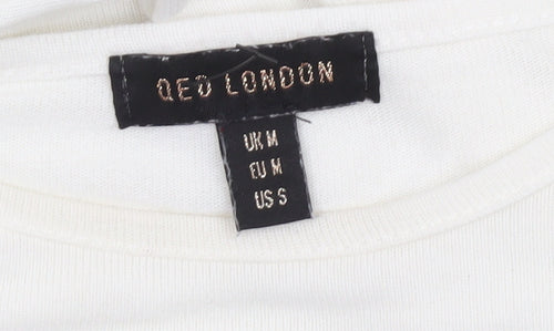 QED London Women White Lace Sleeve Pullover Jumper M