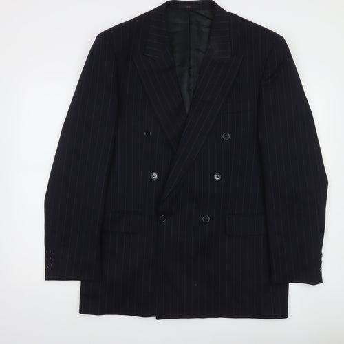 Horne Brothers Men's Black Pinstripe Wool Double-Breasted Blazer 40L Classic Fit