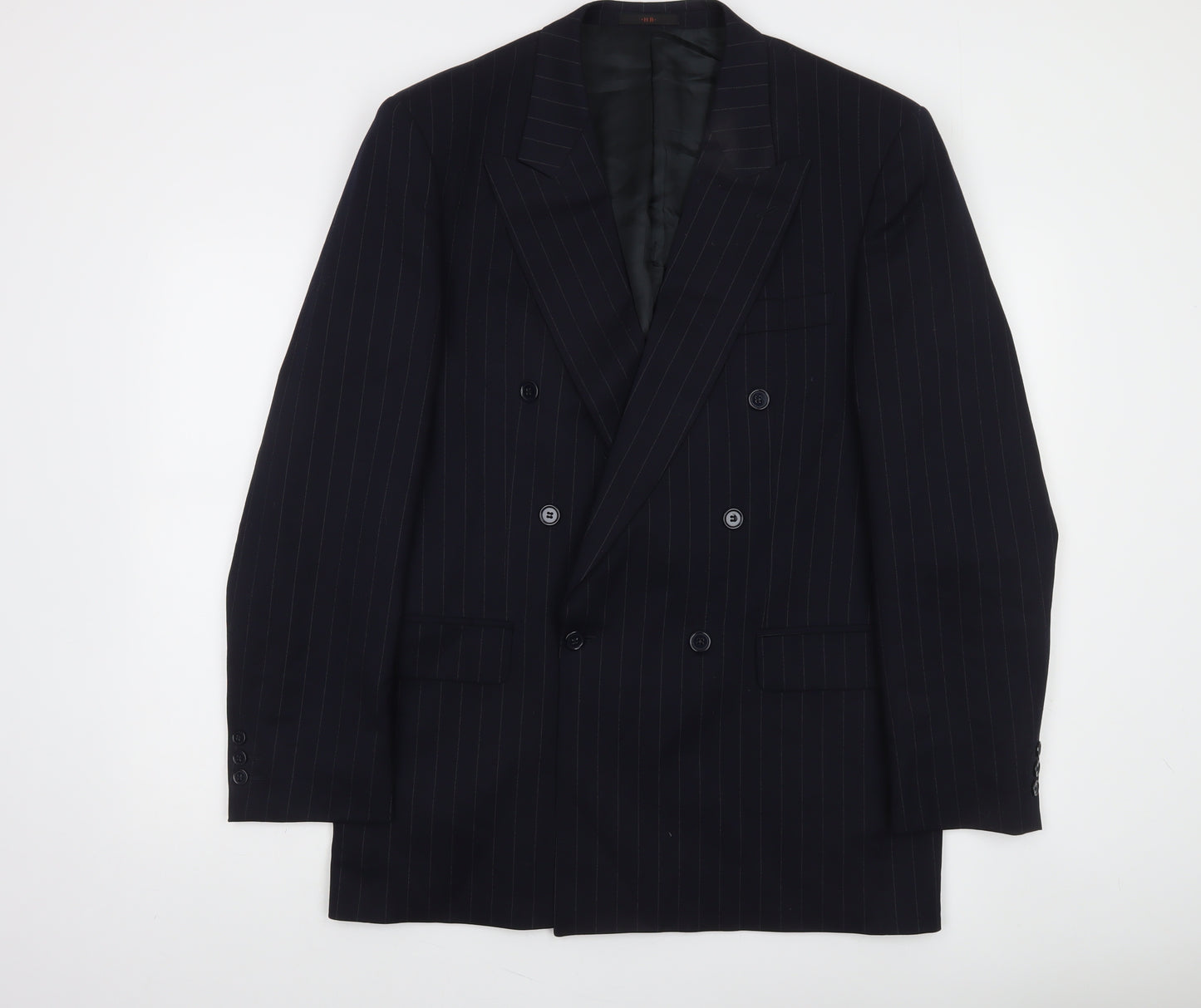 Horne Brothers Men's Black Pinstripe Wool Double-Breasted Blazer 40L Classic Fit