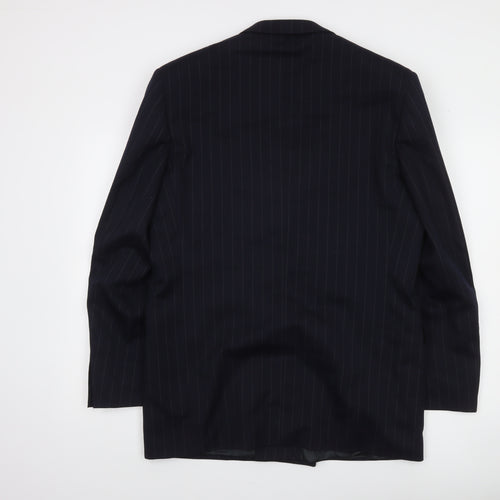 Horne Brothers Men's Black Pinstripe Wool Double-Breasted Blazer 40L Classic Fit
