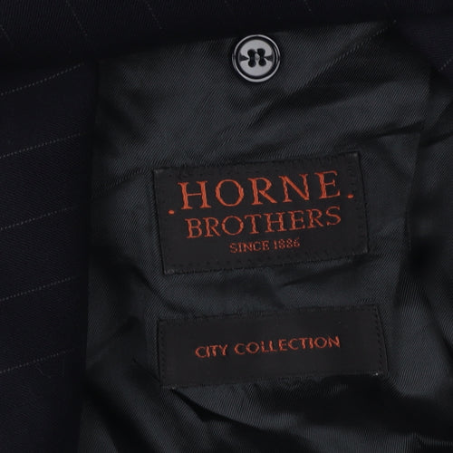 Horne Brothers Men's Black Pinstripe Wool Double-Breasted Blazer 40L Classic Fit