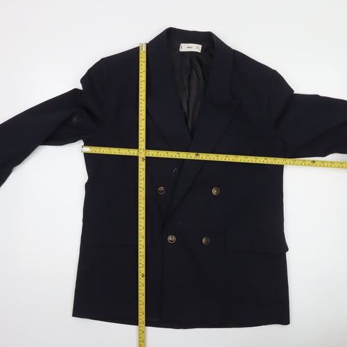 MNG Women's Blue Double-Breasted Blazer Size 14