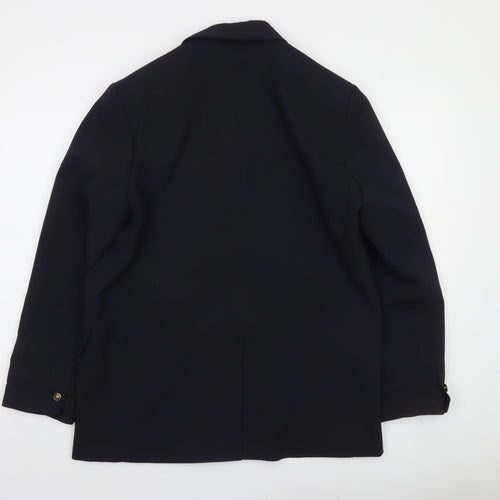 MNG Women's Blue Double-Breasted Blazer Size 14