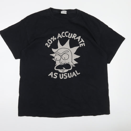Rick and Morty Men's Black XL Graphic Funny Cartoon T-Shirt