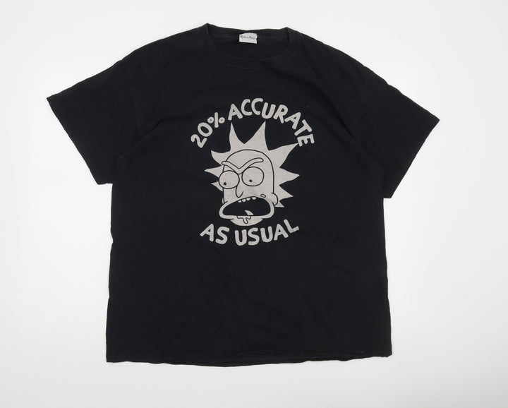 Rick and Morty Men's Black XL Graphic Funny Cartoon T-Shirt
