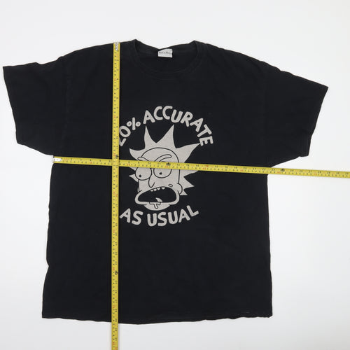 Rick and Morty Men's Black XL Graphic Funny Cartoon T-Shirt