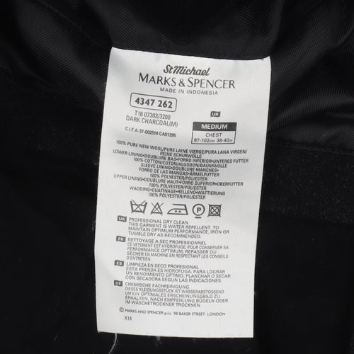 Marks and Spencer Men's Black Wool Overcoat Medium 38-40" Classic Fit