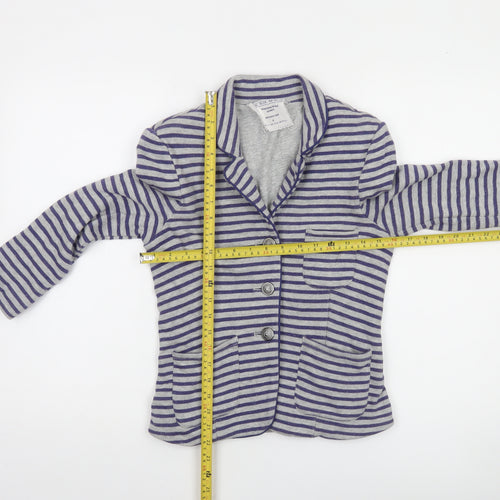 Next Women Grey Striped Cotton Jersey Blazer Size 8