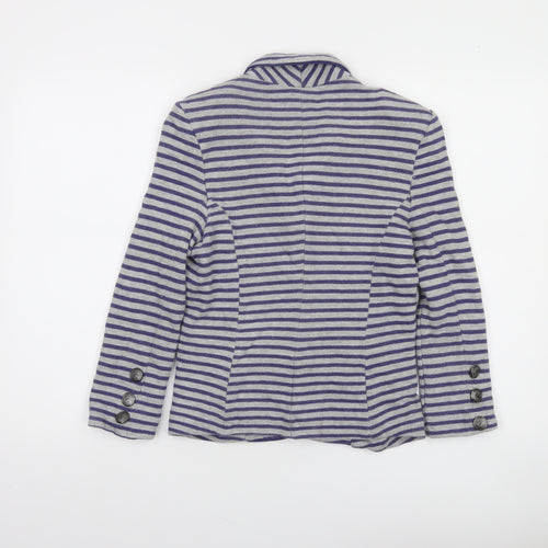 Next Women Grey Striped Cotton Jersey Blazer Size 8