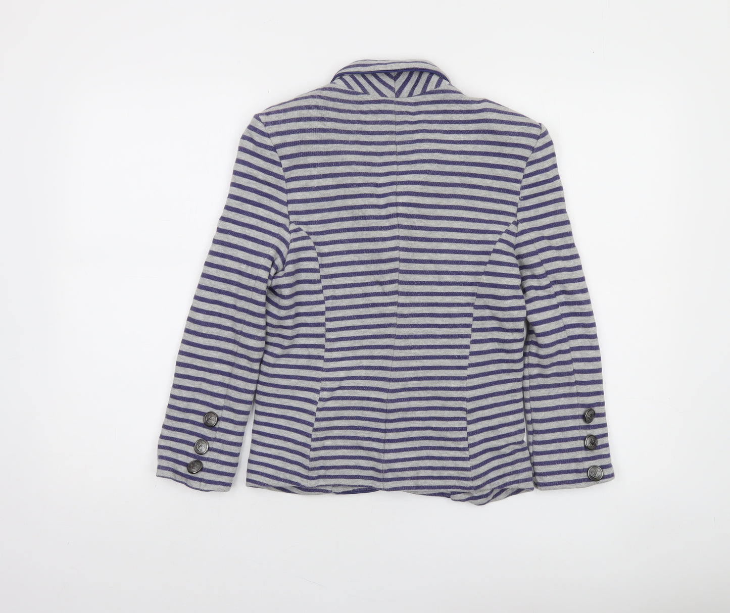 Next Women Grey Striped Cotton Jersey Blazer Size 8