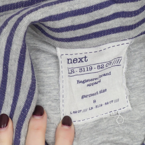 Next Women Grey Striped Cotton Jersey Blazer Size 8