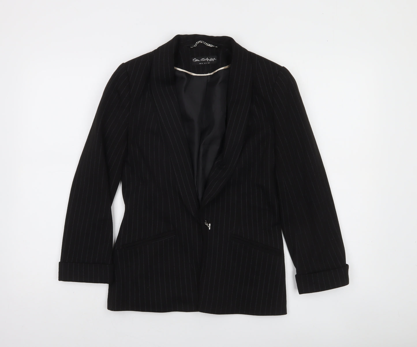 Miss Selfridge Women’s Black Pinstripe Slim Fit Blazer Size 8