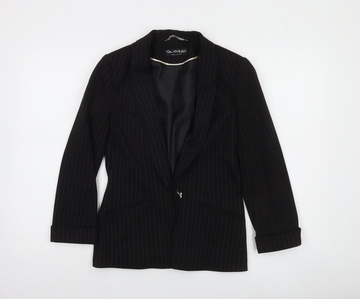 Miss Selfridge Women’s Black Pinstripe Slim Fit Blazer Size 8