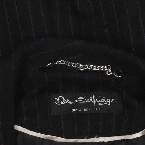 Miss Selfridge Women’s Black Pinstripe Slim Fit Blazer Size 8