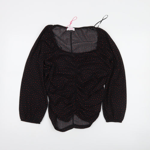 Sinsay Women's Black Red Polka Dot Long Sleeve Blouse Size 16