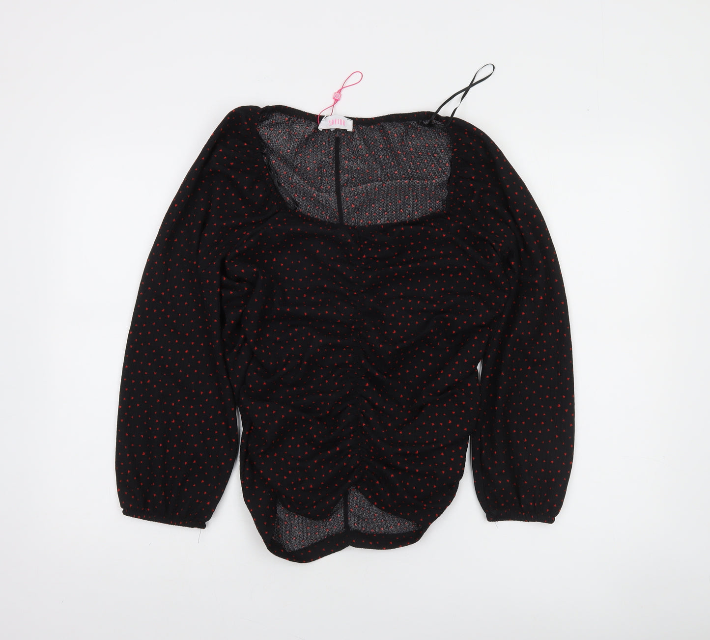 Sinsay Women's Black Red Polka Dot Long Sleeve Blouse Size 16