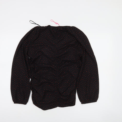 Sinsay Women's Black Red Polka Dot Long Sleeve Blouse Size 16