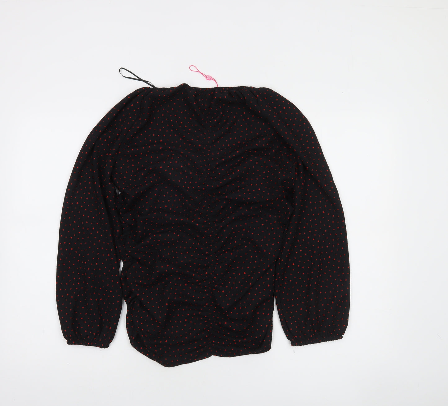 Sinsay Women's Black Red Polka Dot Long Sleeve Blouse Size 16
