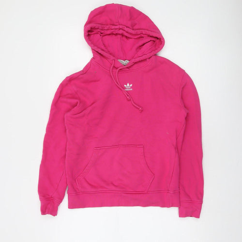 Adidas Women’s Pink Hooded Pullover Hoodie UK 8 Cotton Casual