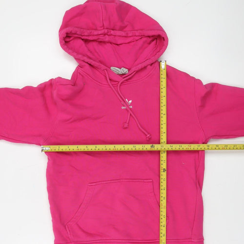 Adidas Women’s Pink Hooded Pullover Hoodie UK 8 Cotton Casual