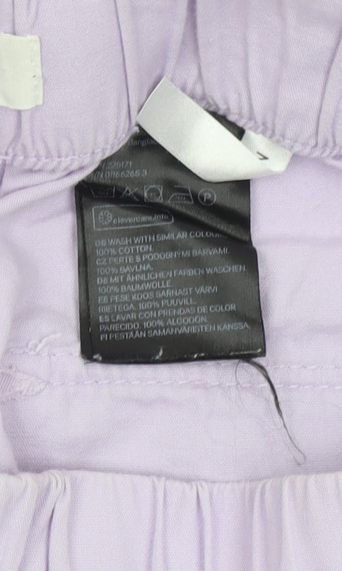H&M Girls Purple Cotton Cargo Trousers 13-14 Years Elastic Waist Pockets