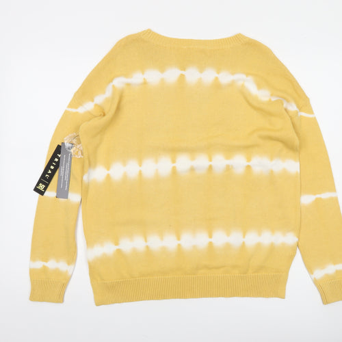 Tribal Jeans Women's Yellow Cotton Sunkissed Crew Neck Pullover Jumper M