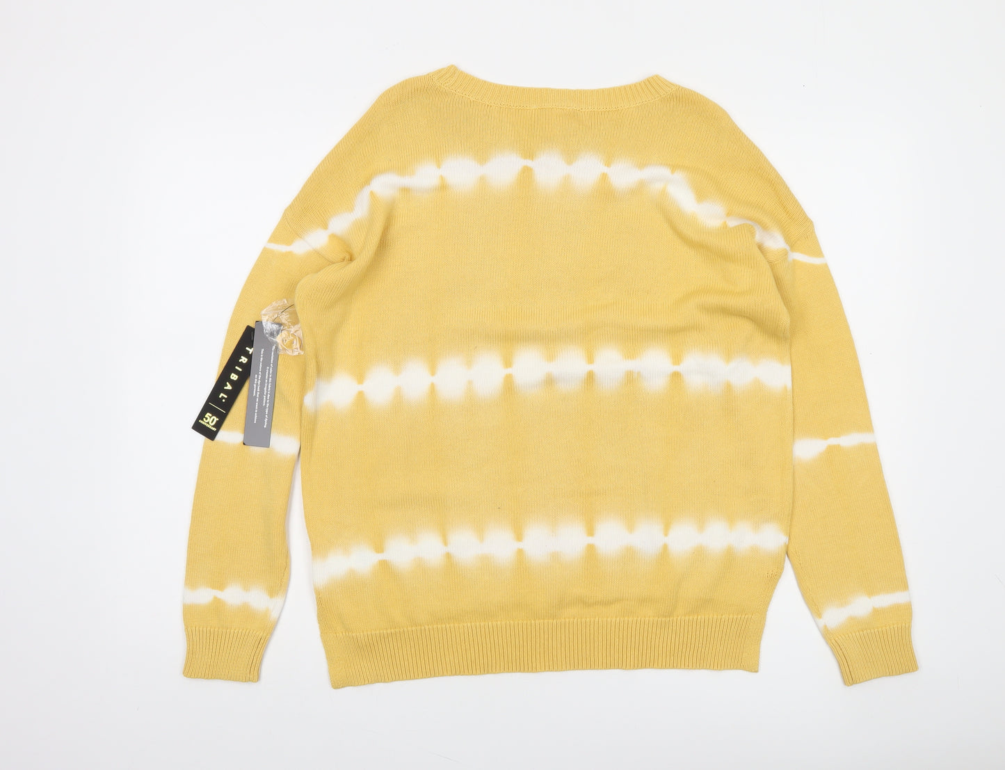 Tribal Jeans Women's Yellow Cotton Sunkissed Crew Neck Pullover Jumper M