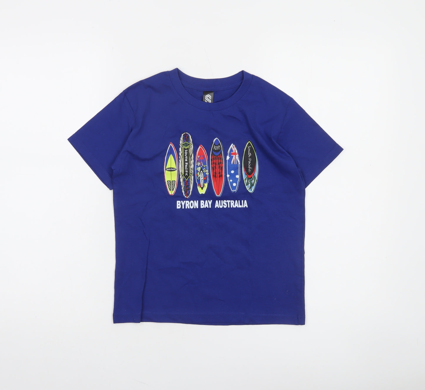 S Designs Boys Blue Byron Bay Australia Graphic T-Shirt Size 8 Cotton