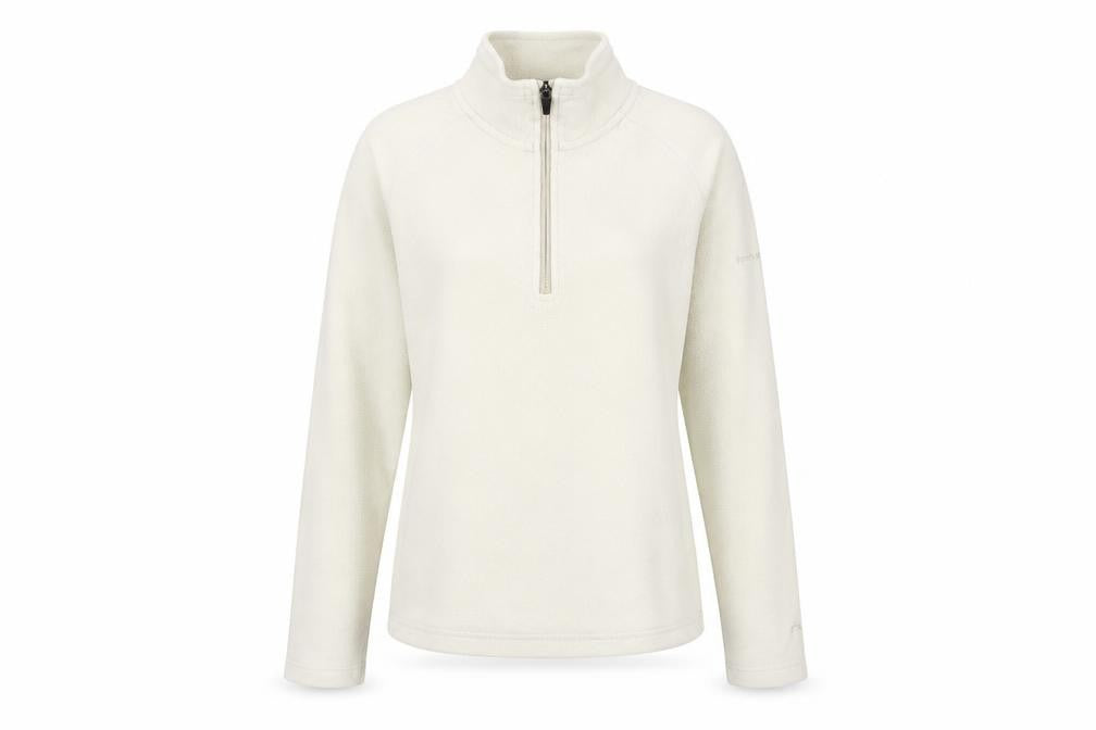 Front view of Trespass women’s ivory fleece 1/2 zip pullover sweatshirt uk 12